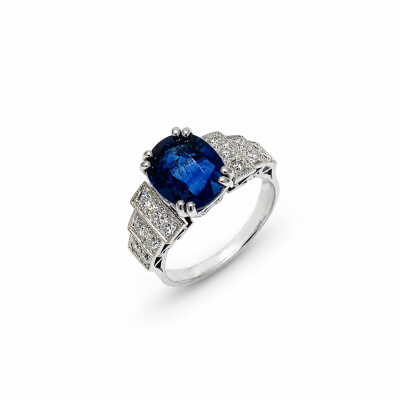 Bague Cascade or blanc et saphir 2,84 carats
