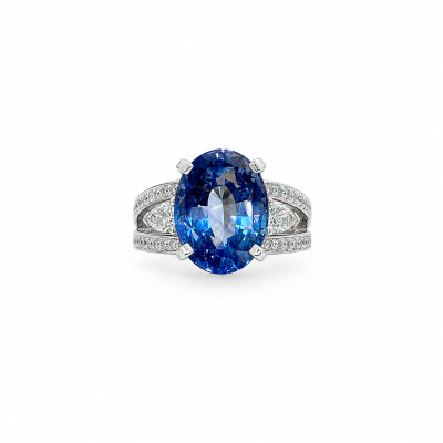Bague Midnight or blanc et saphir
