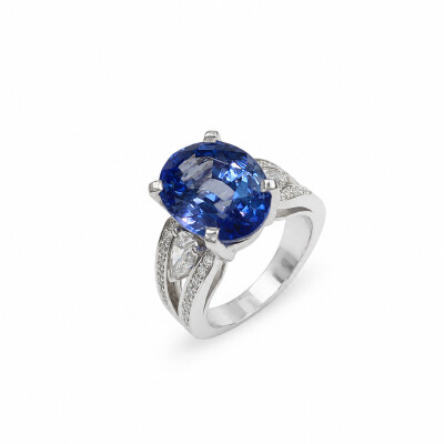 Bague Midnight or blanc et saphir