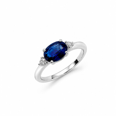 Bague Rivage or blanc et saphir
