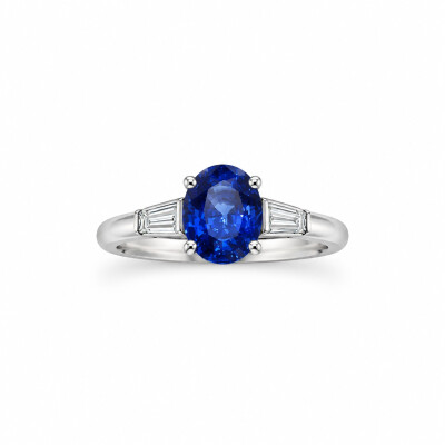 Bague Attraction or blanc et saphir