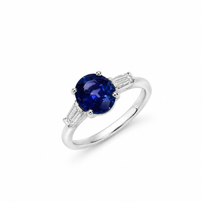 Bague Attraction or blanc et saphir