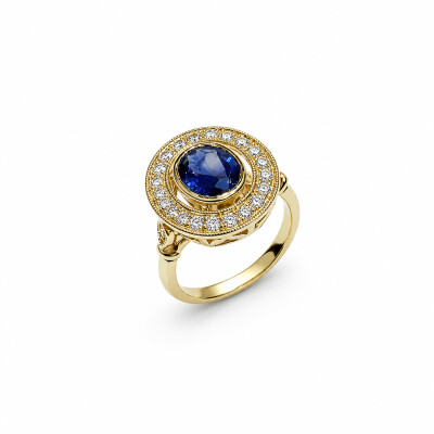 Bague Rotonde or jaune et saphir