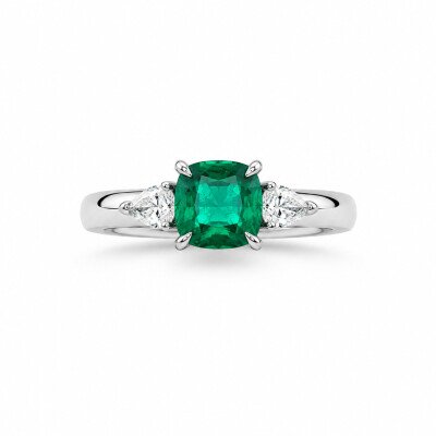 Bague Vénus or blanc et émeraude