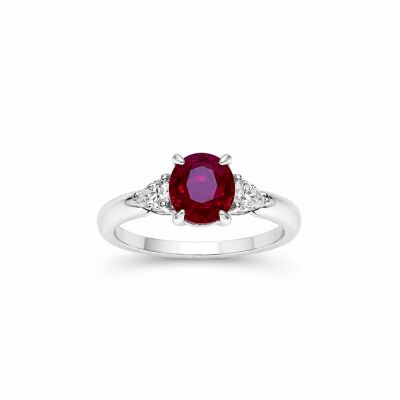 Bague Vénus or blanc et rubis