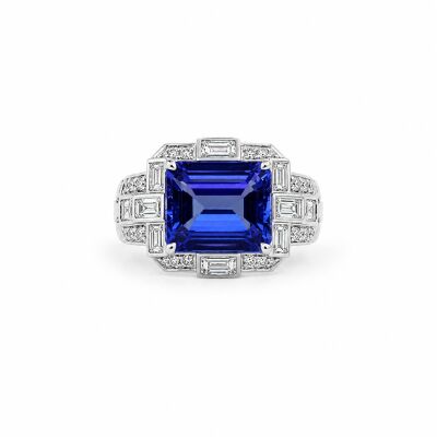 Bague Polar Blue or blanc et tanzanite