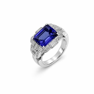 Bague Polar Blue or blanc et tanzanite