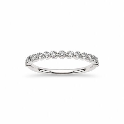 Alliance Pétale or blanc et diamants 0,13 carat