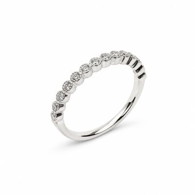 Alliance Pétale or blanc et diamants 0,13 carat
