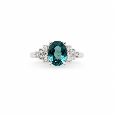 Bague Cascade or blanc et tourmaline