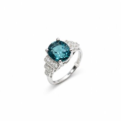 Bague Cascade or blanc et tourmaline