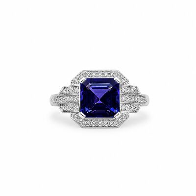 Bague Equinoxe or blanc et tanzanite