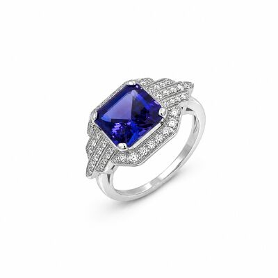 Bague Equinoxe or blanc et tanzanite