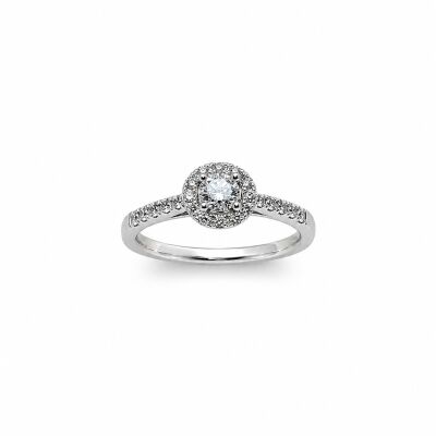 Solitaire Trouble or blanc et diamant 0,23 carat