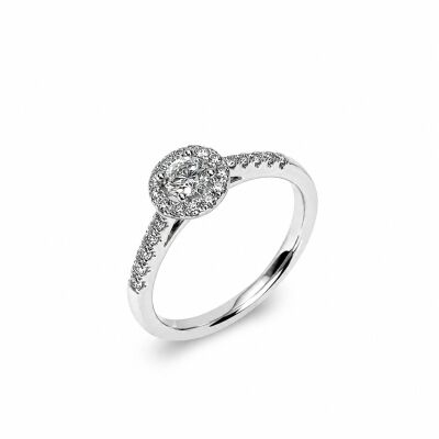 Solitaire Trouble or blanc et diamant 0,23 carat