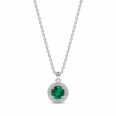 Collier Opium or blanc et émeraude