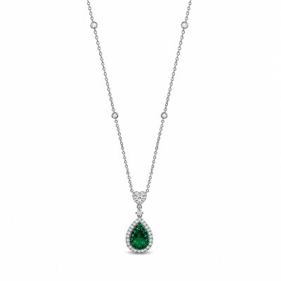 Collier Viridia or blanc et émeraude