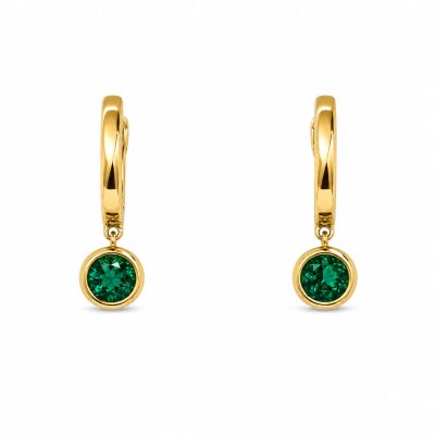 Boucles d'oreilles Euclide Pampille or jaune et émeraude