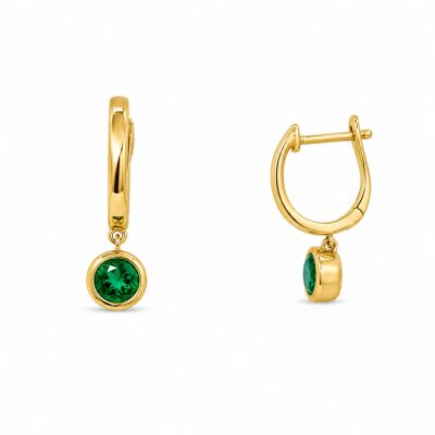 Boucles d'oreilles Euclide Pampille or jaune et émeraude