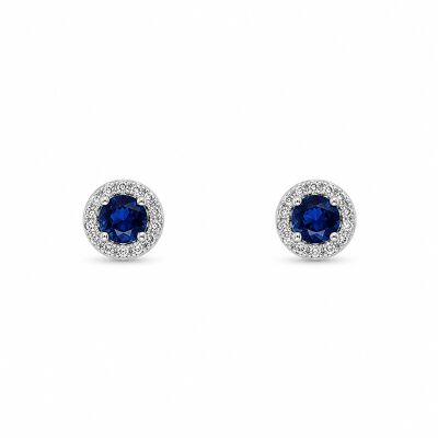 Boucles d'oreilles Opium or blanc et saphir
