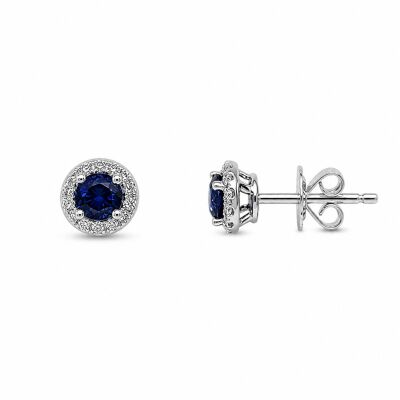 Boucles d'oreilles Opium or blanc et saphir