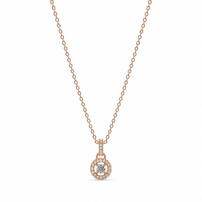 Collier Cabaret or rose et diamants