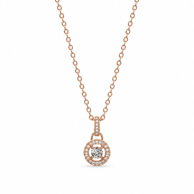 Collier Cabaret or rose et diamants