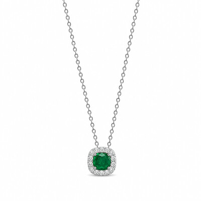 Collier Morphée or blanc et émeraude