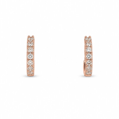 Boucles d'oreilles Bohème or rose et diamants