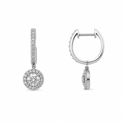 Boucles d'oreilles Trouble or blanc et diamants