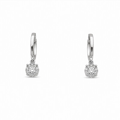 Boucles d'oreilles Dune or blanc et diamants