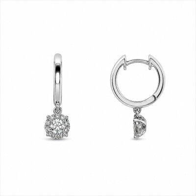 Boucles d'oreilles Dune or blanc et diamants