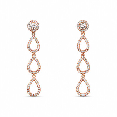 Boucles d'oreilles Rosée de Dune or rose et diamants