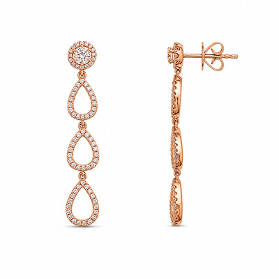 Boucles d'oreilles Rosée de Dune or rose et diamants