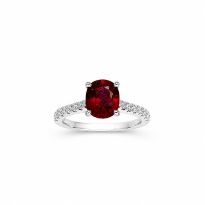 Bague Bohème or blanc et rubis