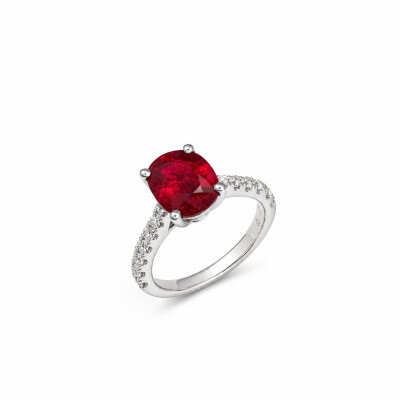 Bague Bohème or blanc et rubis