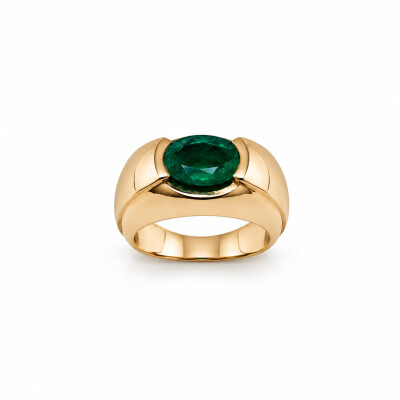 Bague Oasis or rose et emeraude