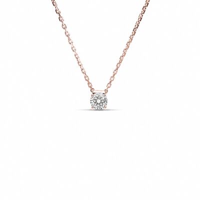 Collier Evidence or rose et diamant 0,38 carat