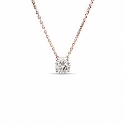 Collier Evidence or rose et diamant 0,45 carat