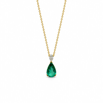 Collier 1894 or jaune et emeraude