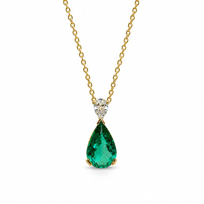 Collier 1894 or jaune et emeraude