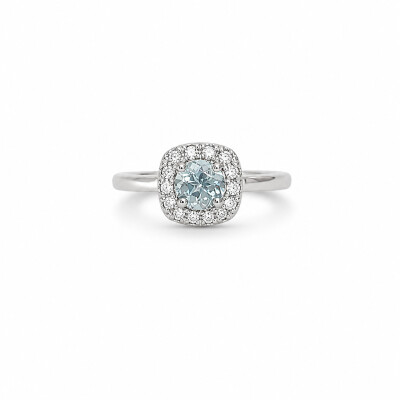 Bague Morphée or blanc et aigue marine