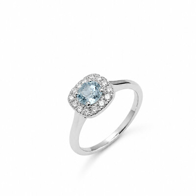 Bague Morphée or blanc et aigue marine