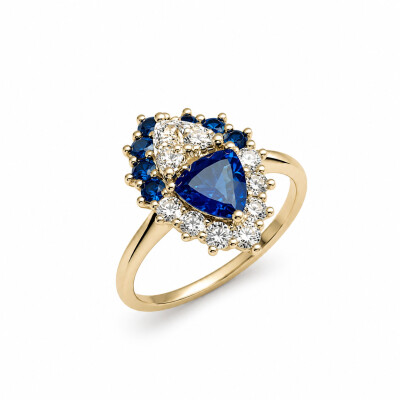 Bague Occasion or blanc et saphir