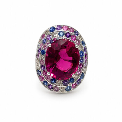 Bague Occasion or blanc et tourmaline