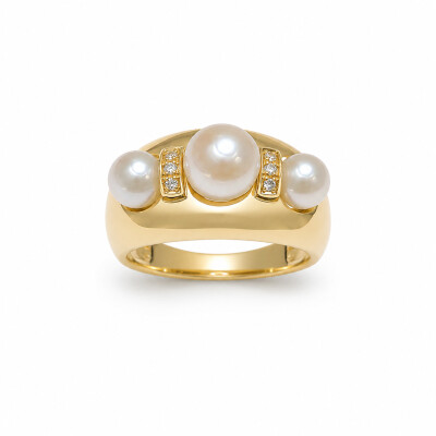 Bague Occasion or jaune et perles