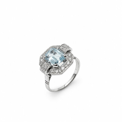 Bague Occasion platine et topaze