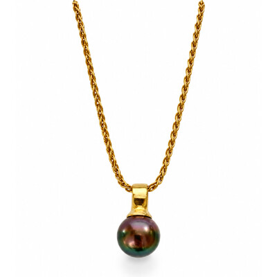 Collier Occasion or jaune et perle