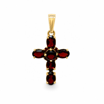 Pendentif Occasion or jaune et grenats