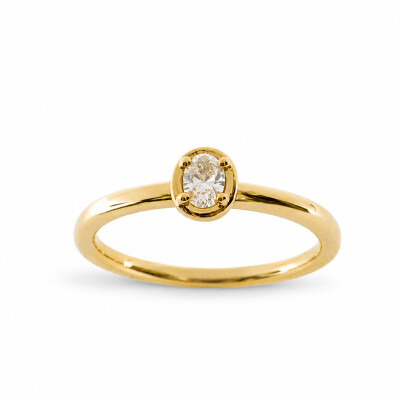 Solitaire Euclide or jaune diamant ovale 0,13 carat